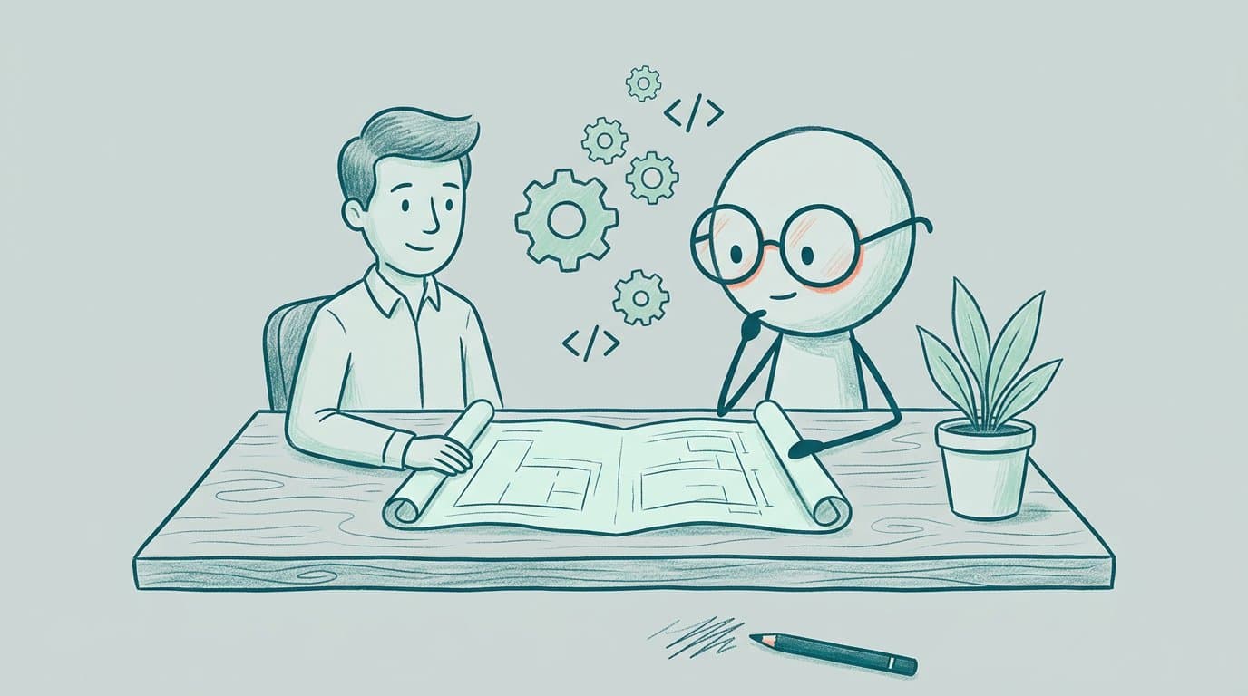 Illustration: Was ist ein fractional CTO? Tech-Führung zum Leihen für KMU